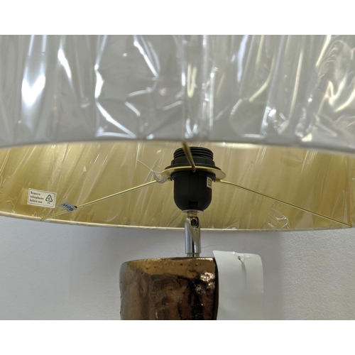 291 - COACH HOUSE TABLE LAMPS, a pair, 79cm H silver glazed ceramic, with shades. (2)