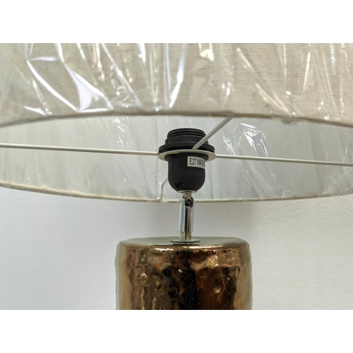 292 - COACH HOUSE TABLE LAMPS, a pair, 79cm H, silver glazed ceramic, with shades. (2)