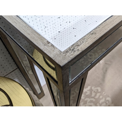 296 - CONSOLE TABLE, 154cm x 110cm x 78cm, antiqued mirrored design.