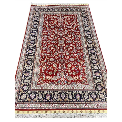 323 - FINE PURE SILK HEREKE DESIGN RUG, 156cm x 93cm.