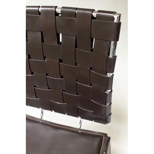 100 - DINING CHAIRS, a set of four, contemporary leather and chrome by Coach House, 88cm H. (4)