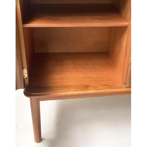 97 - GORDON RUSSELL STANWAY SIDEBOARD, 1960 teak and Indian Laurel, concave with four drawers flanked by ... 