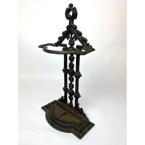 425 - STICK STAND, Victorian gothic revival cast iron, 67cm H.