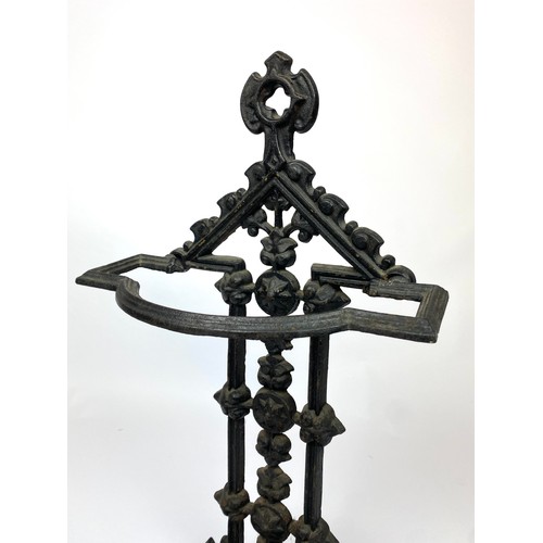 425 - STICK STAND, Victorian gothic revival cast iron, 67cm H.