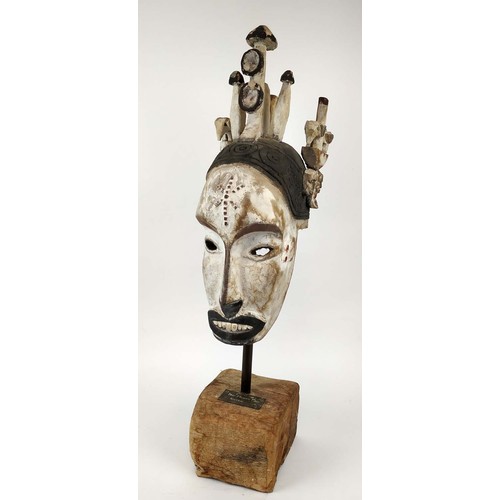 374 - IBO MAIDEN MASK, Nigeria, Africa, 78cm H on stand.