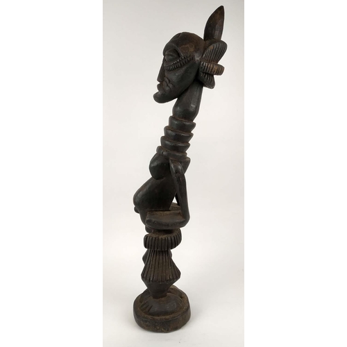 375 - SENUFO STATUE, female figure, carved wood, 83cm H.