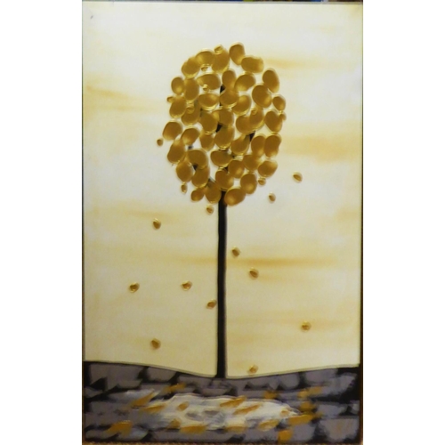 111 - PIERO MONTANELLI (Contemporary Italian) 'Golden Tree', acrylic on canvas, initialled lower right and... 