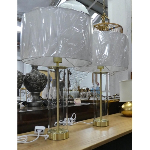 117 - TUBE LAMPS, a pair, with white shades, 60cm x 36cm. (2)