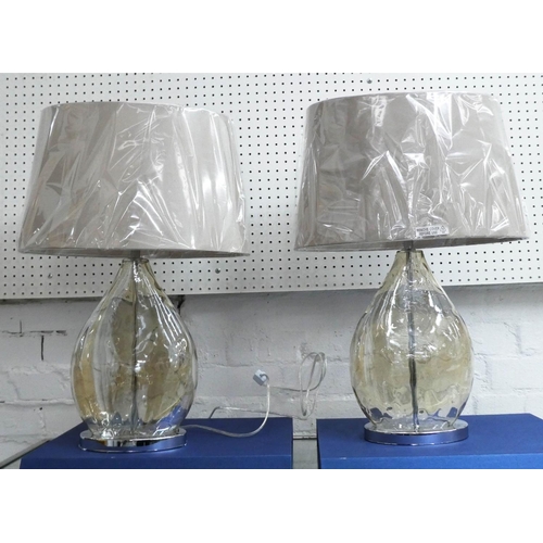 126 - LAMPS, a pair, 58cm x 34cm, with taupe shades. (2)