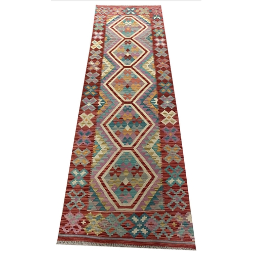 319 - CONTEMPORARY ANATOLIAN KILIM RUNNER, 266cm x 83cm.