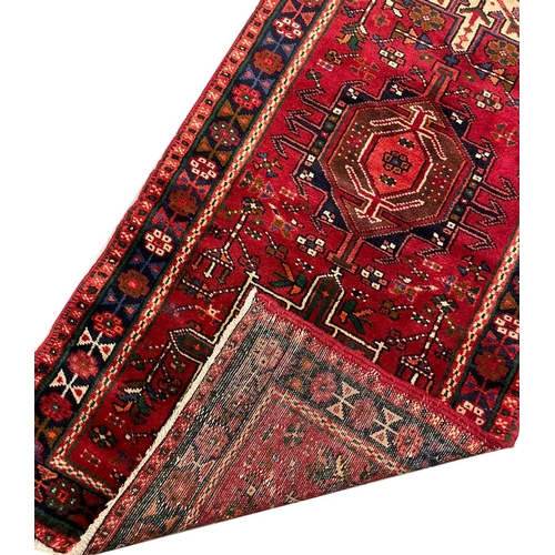 327 - FINE PERSIAN KARAJA RUNNER, 358cm x 78cm.