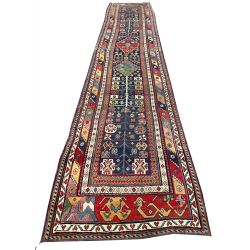 330 - ANTIQUE NORTH WEST PERSIAN LONG RUNNER, 457cm x 94cm.