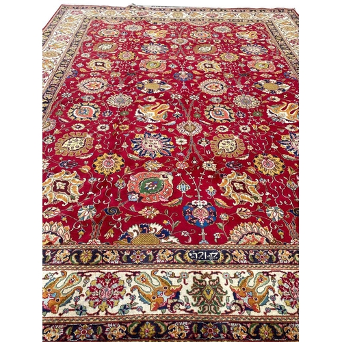 332 - ANTIQUE PERSIAN TABRIZ SHAH ABBAS DESIGN CARPET, 380cm x 305cm.