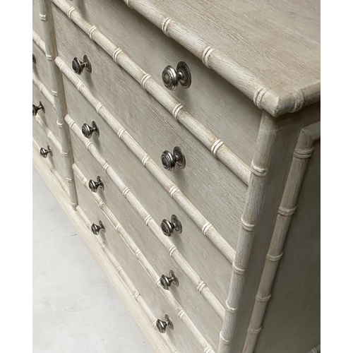 341 - LOW CHEST, pavilion style grey painted with ten drawers, 123cm x 50cm x 77cm H.