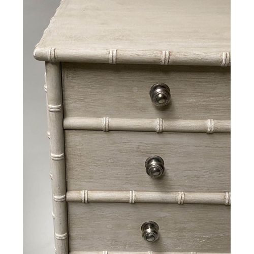 341 - LOW CHEST, pavilion style grey painted with ten drawers, 123cm x 50cm x 77cm H.