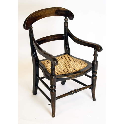 383 - CHILD'S CHAIR, 59cm H x 34cm, Victorian beechwood with caned seat.