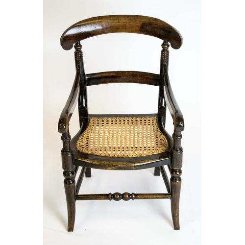 383 - CHILD'S CHAIR, 59cm H x 34cm, Victorian beechwood with caned seat.