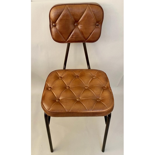 161 - LEATHER CHAIRS, a set of six, 41cm x 35cm x 83cm H. (6)