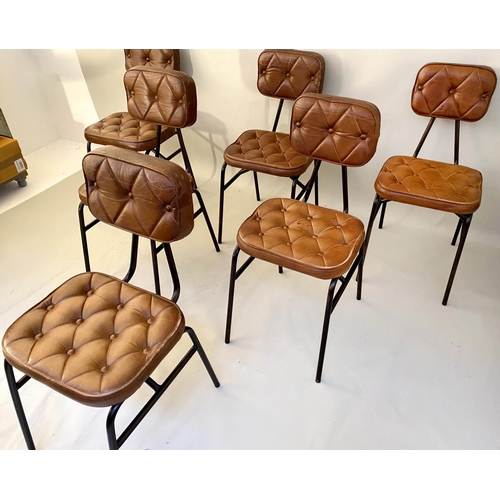 161 - LEATHER CHAIRS, a set of six, 41cm x 35cm x 83cm H. (6)