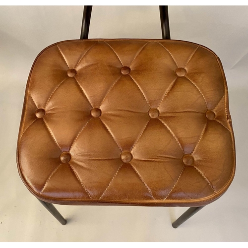 161 - LEATHER CHAIRS, a set of six, 41cm x 35cm x 83cm H. (6)