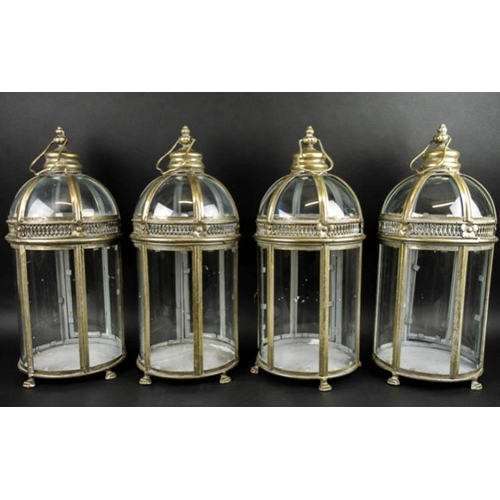 162 - LANTERNS, a set of four, regal style gilt metal, 44cm H x 20cm. (4)