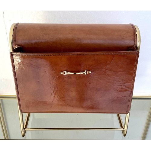 164 - LEATHER MAGAZINE HOLDER, 38cm x 36cm.