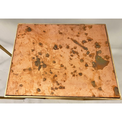 165 - OCCASIONAL TABLES, a pair, gilt copper, 46cm x 33cm x 70cm H. (2)