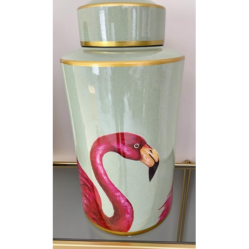 166 - FLAMINGO GINGER JARS, a pair, 40cm x 20cm. (2)