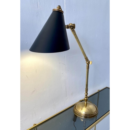 170 - DESK LAMP, gilt metal ebonised shade adjustable.