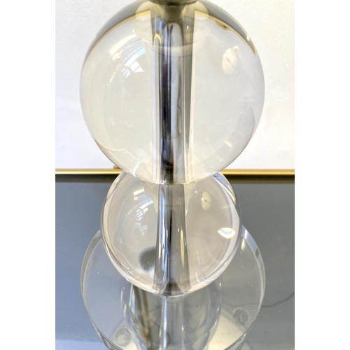 171 - TABLE LAMPS, lead crystal ball with white shades, 83cm H x 39cm.