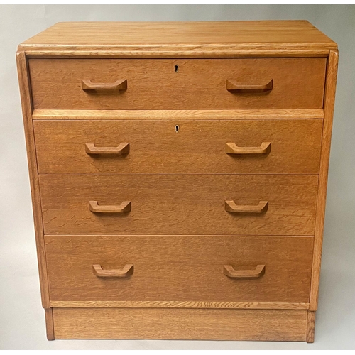 348 - CHEST BY E GOMME, 1970's oak, Cotswold style with four long drawers, 77cm x 45cm x 85cm H.