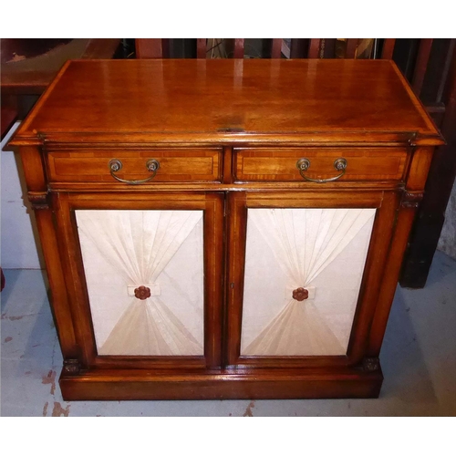 520 - SIDE CABINET, 95cm W x 85cm H x 46cm D, Regency style mahogany and satinwood banded, with two drawer... 