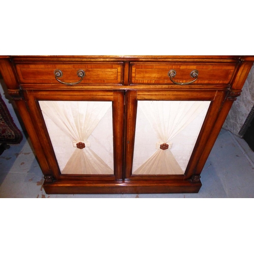 520 - SIDE CABINET, 95cm W x 85cm H x 46cm D, Regency style mahogany and satinwood banded, with two drawer... 