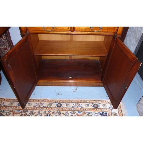 520 - SIDE CABINET, 95cm W x 85cm H x 46cm D, Regency style mahogany and satinwood banded, with two drawer... 