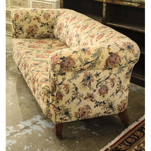 521 - CHESTERFIELD SOFA, 73cm H x 185cm x 76cm, late Victorian in foliate chenille on ceramic castors.