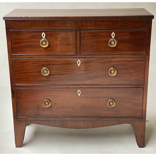 412 - HALL CHEST, 88cm W x 88cm H x 33cm D, Regency figured mahogany, of adapted shallow proportions, with... 