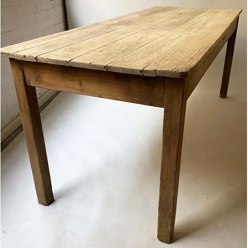 414 - FARMHOUSE TABLE, 182cm x 73cm x 76cm H, mid 20th century vintage rectangular planked pine.