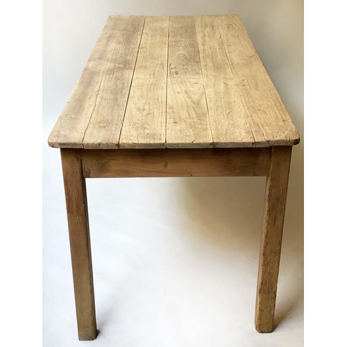 414 - FARMHOUSE TABLE, 182cm x 73cm x 76cm H, mid 20th century vintage rectangular planked pine.