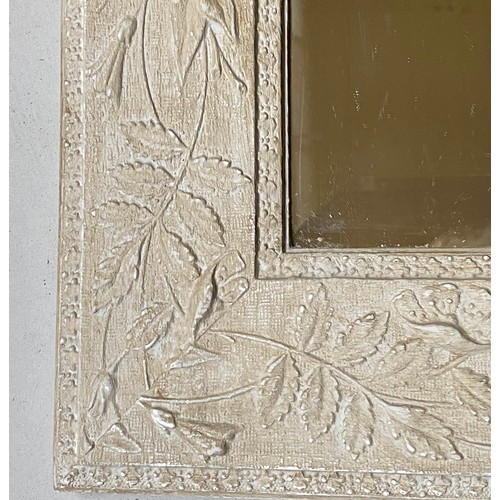 417 - WALL MIRROR, 147cm H x 90cm W, bevelled plate in grey foliate frame.