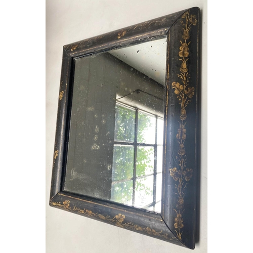 359 - WALL MIRROR, 19th century Dutch, ebonised cushion frame, with gilt oak leaf and acorn decoration, an... 