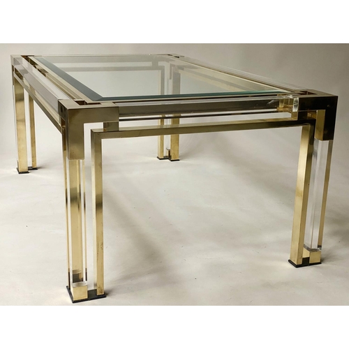 398 - LOW TABLE, 1970's in the manner of Charles Hollis Jones with bevelled glass, lucite and gilt metal f... 