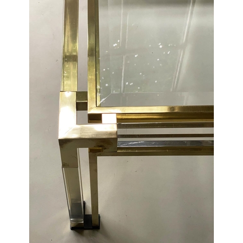 398 - LOW TABLE, 1970's in the manner of Charles Hollis Jones with bevelled glass, lucite and gilt metal f... 