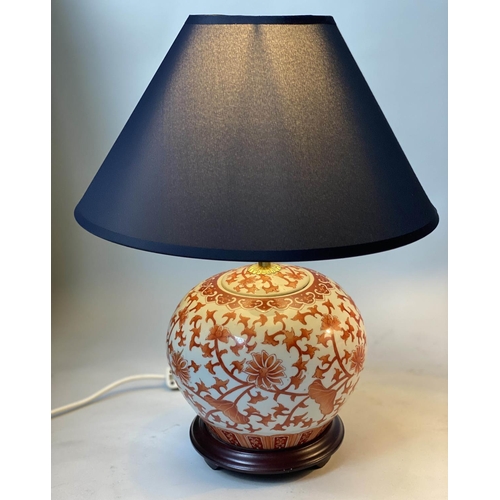 399 - TABLE LAMPS, a pair, 46cm H, Chinese ceramic terracotta/white, of vase form, with shades. (2)