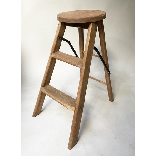 404 - STOOL/STEPS, 58cm H, early 20th century oak, folding, three tread/seats.