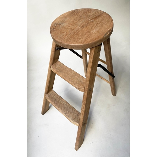 404 - STOOL/STEPS, 58cm H, early 20th century oak, folding, three tread/seats.