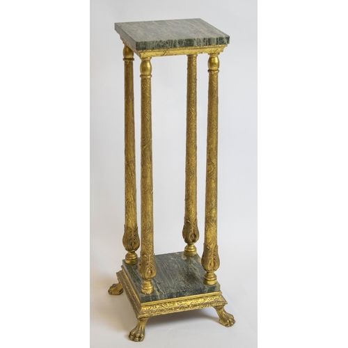 427 - JARDINIERE STAND, 86cm H x 33cm, early 20th century giltwood and gesso with verde antico marble top ... 