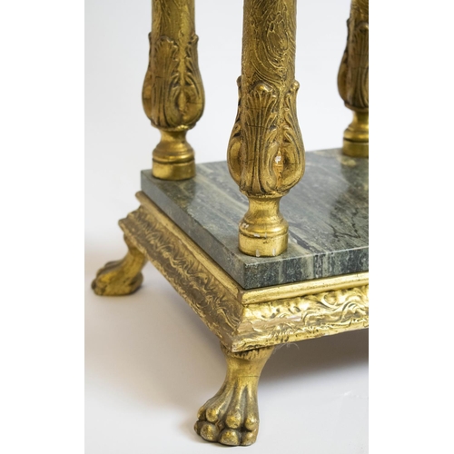 427 - JARDINIERE STAND, 86cm H x 33cm, early 20th century giltwood and gesso with verde antico marble top ... 