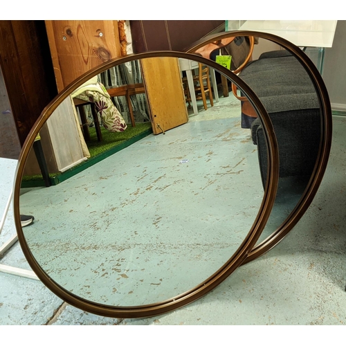 114 - CIRCULAR MIRRORS, a pair, 85cm diam. (2)