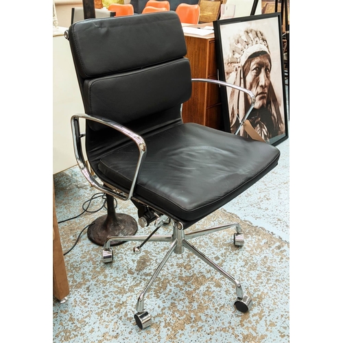 185 - DESK CHAIR, Eames pad style, 60cm W.