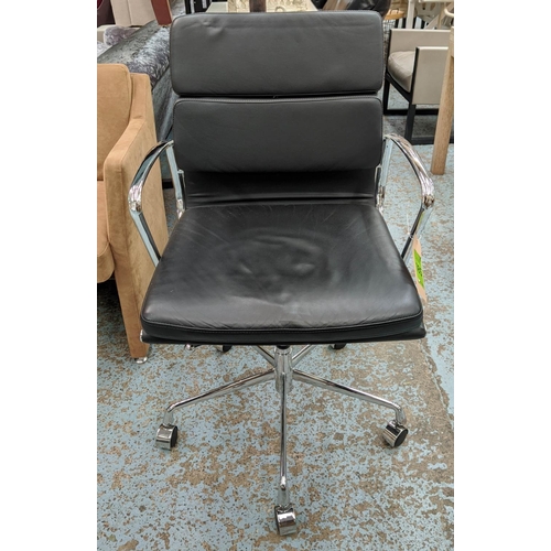 185 - DESK CHAIR, Eames pad style, 60cm W.